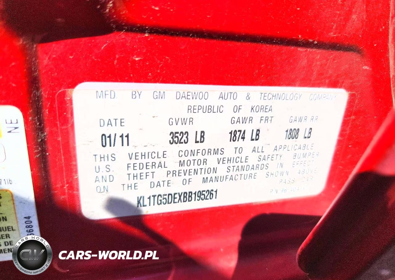 2011 Chevrolet Aveo Lt VIN:KL1TG5DEXBB195261 - 13