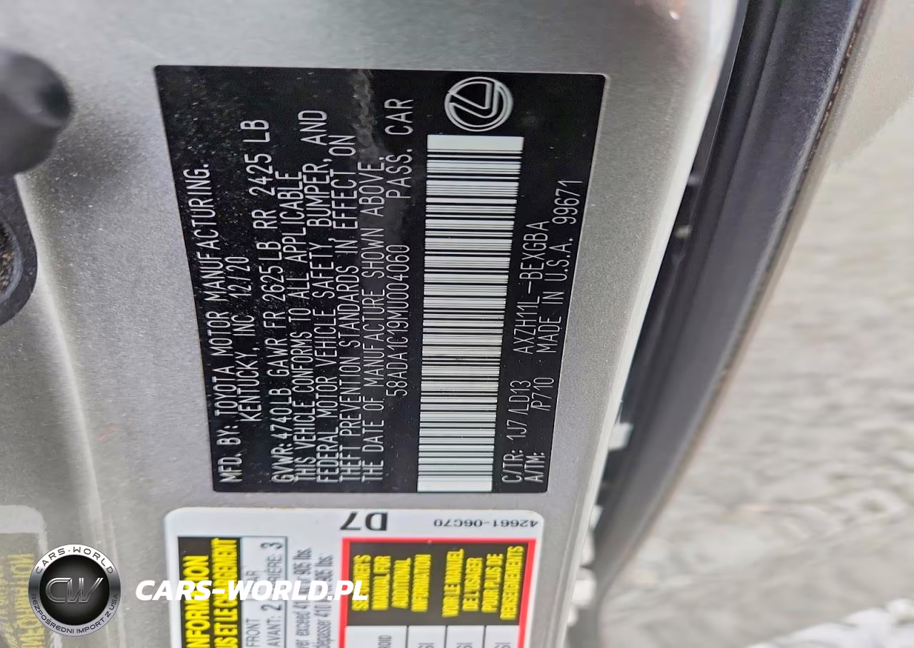 2021 Lexus Es 300H VIN:58ADA1C19MU004060 - 12