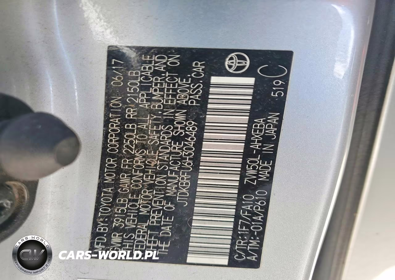 2017 Toyota Prius Two VIN:JTDKBRFU6H3046489 - 12