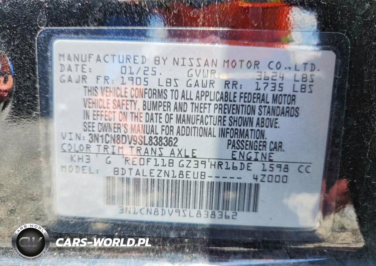 2025 Nissan Versa S VIN:3N1CN8DV9SL838362 - 12