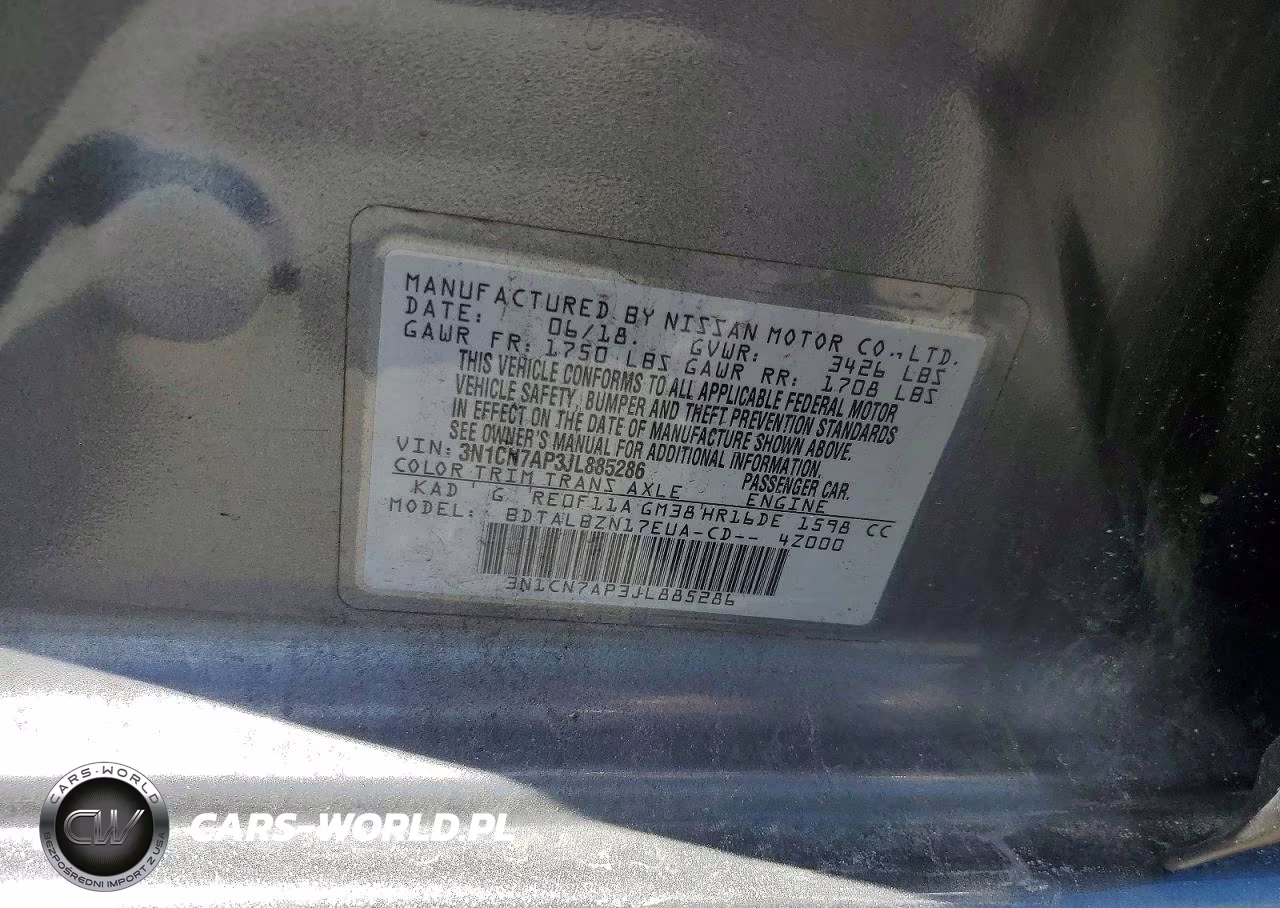 2018 Nissan Versa Sv VIN:3N1CN7AP3JL885286 - 12