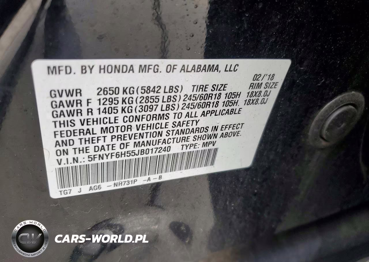 2018 Honda Pilot Exl VIN:5FNYF6H55JB017240 - 13
