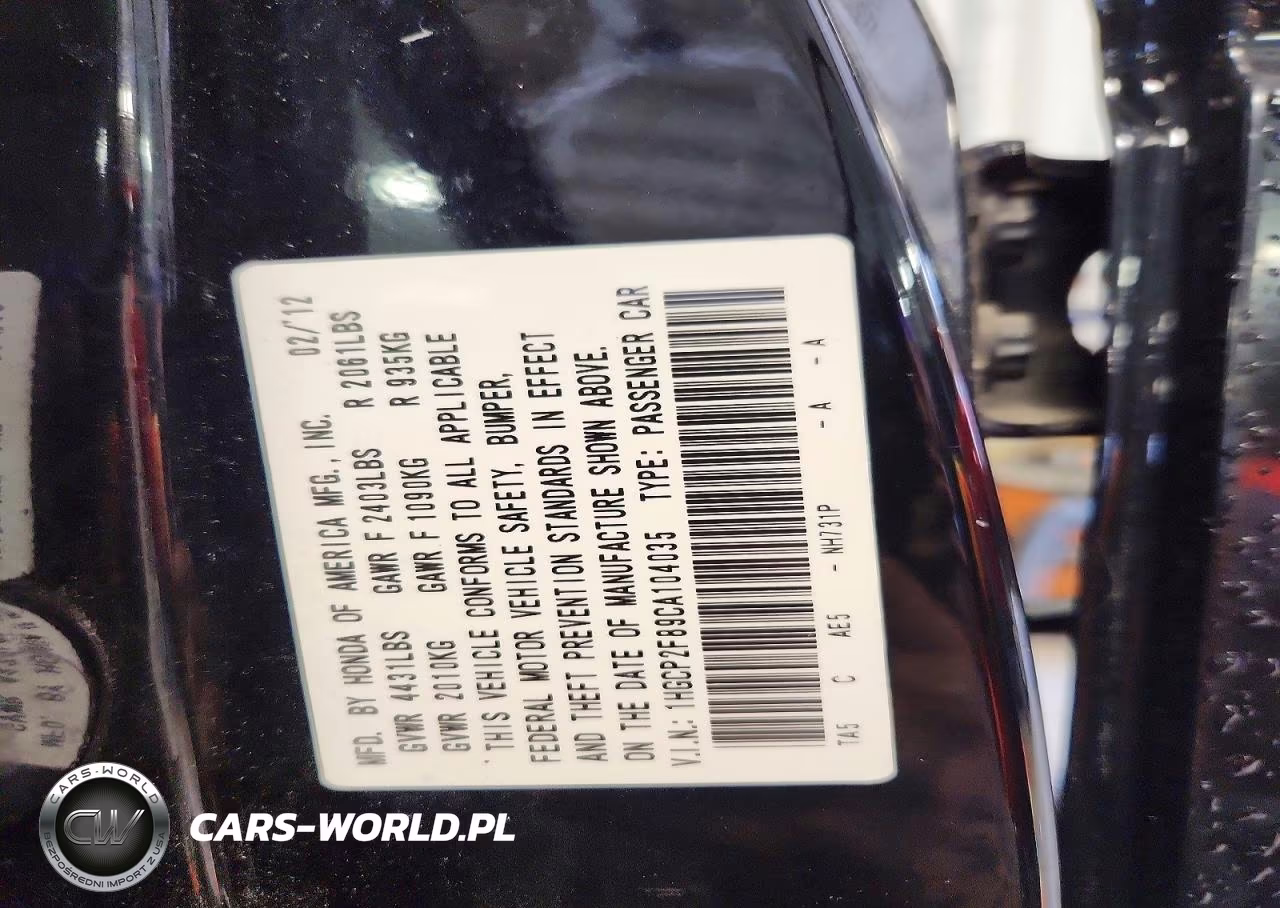 2012 Honda Accord Exl VIN:1HGCP2F89CA104035 - 12