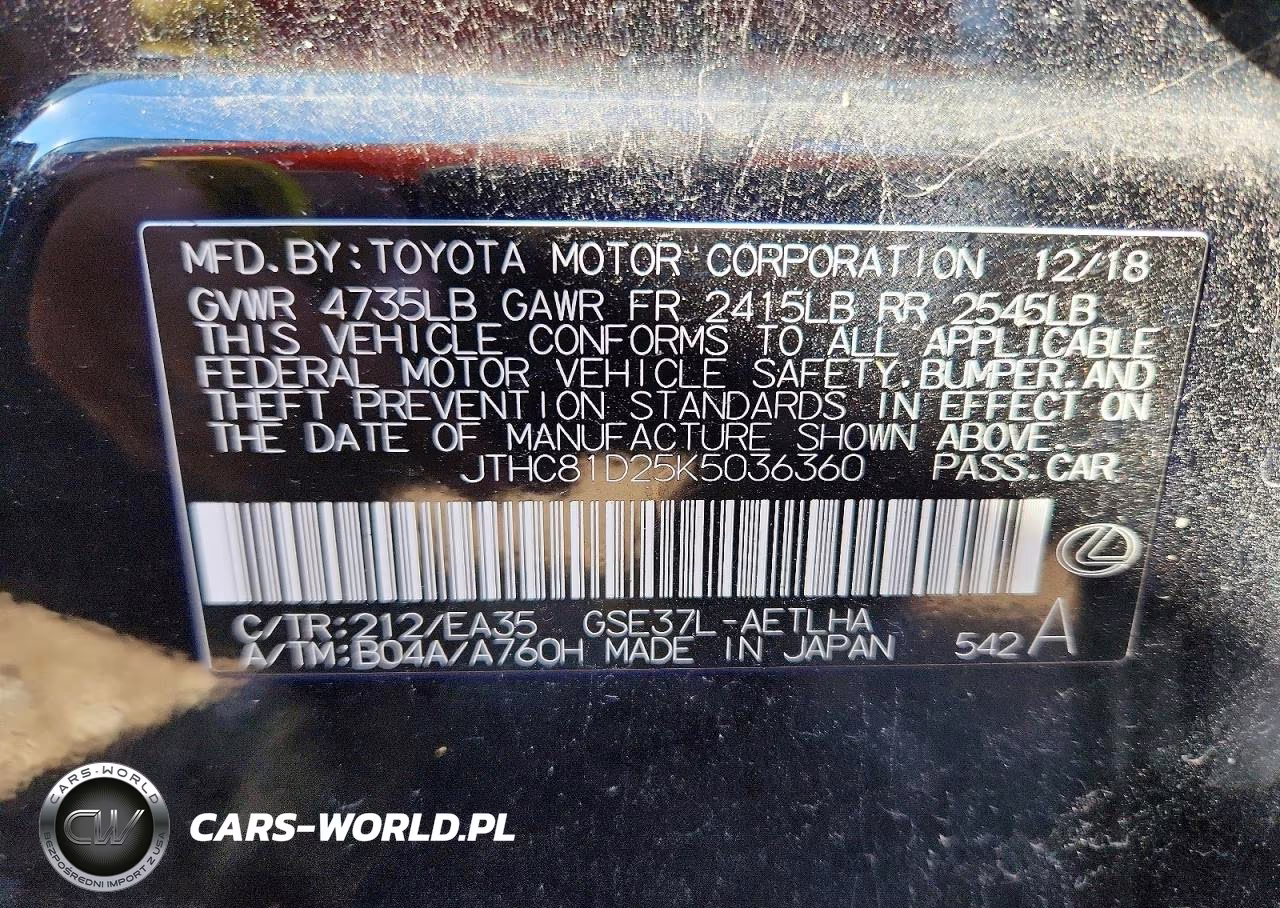 2019 Lexus Is 300 VIN:JTHC81D25K5036360 - 12