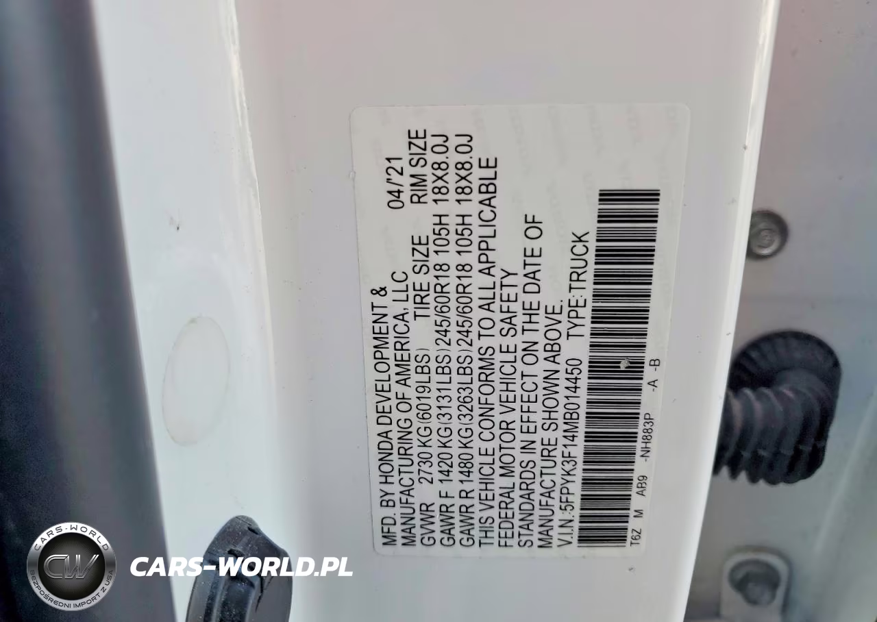 2021 Honda Ridgeline Sport VIN:5FPYK3F14MB014450 - 12