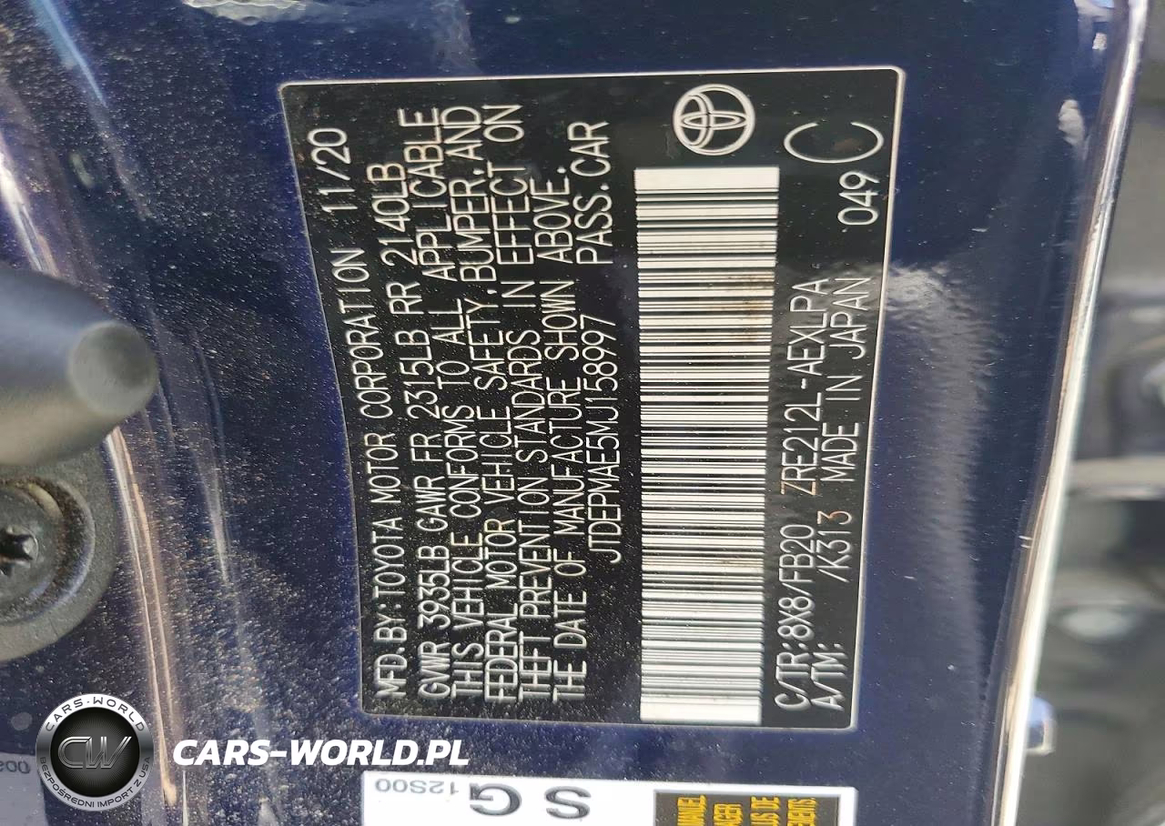 2021 Toyota Corolla Le VIN:JTDEPMAE5MJ158997 - 12