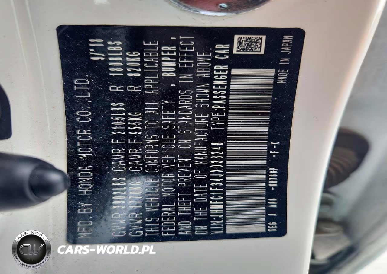 2018 Honda Civic Ex VIN:JHMFC1F34JX038248 - 13