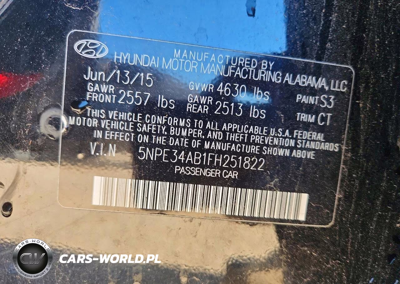 2015 Hyundai Sonata Limited 2.0T VIN:5NPE34AB1FH251822 - 13