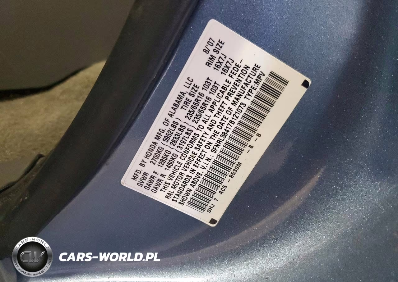 2007 Honda Odyssey Ex VIN:5FNRL38417B121073 - 13