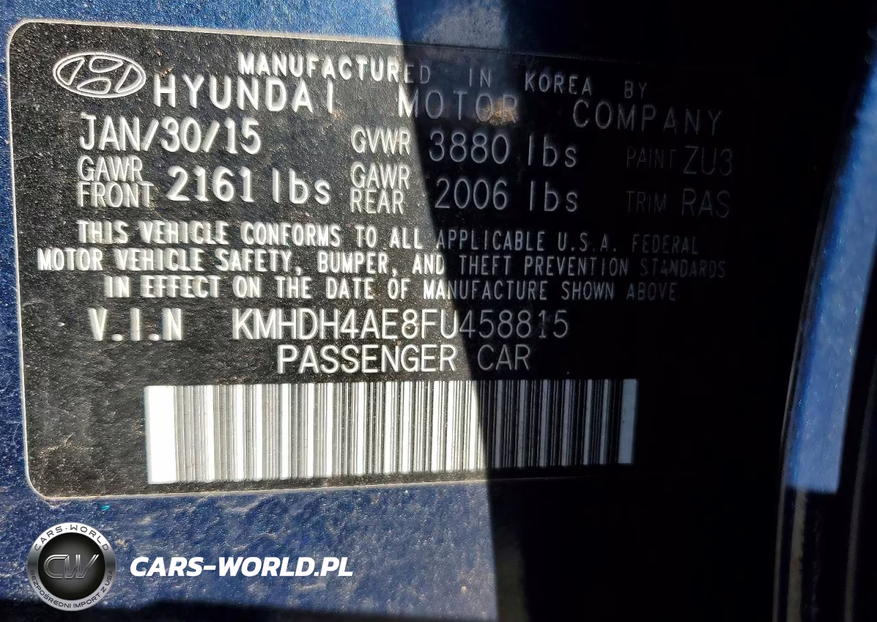 2015 Hyundai Elantra Se VIN:KMHDH4AE8FU458815 - 12