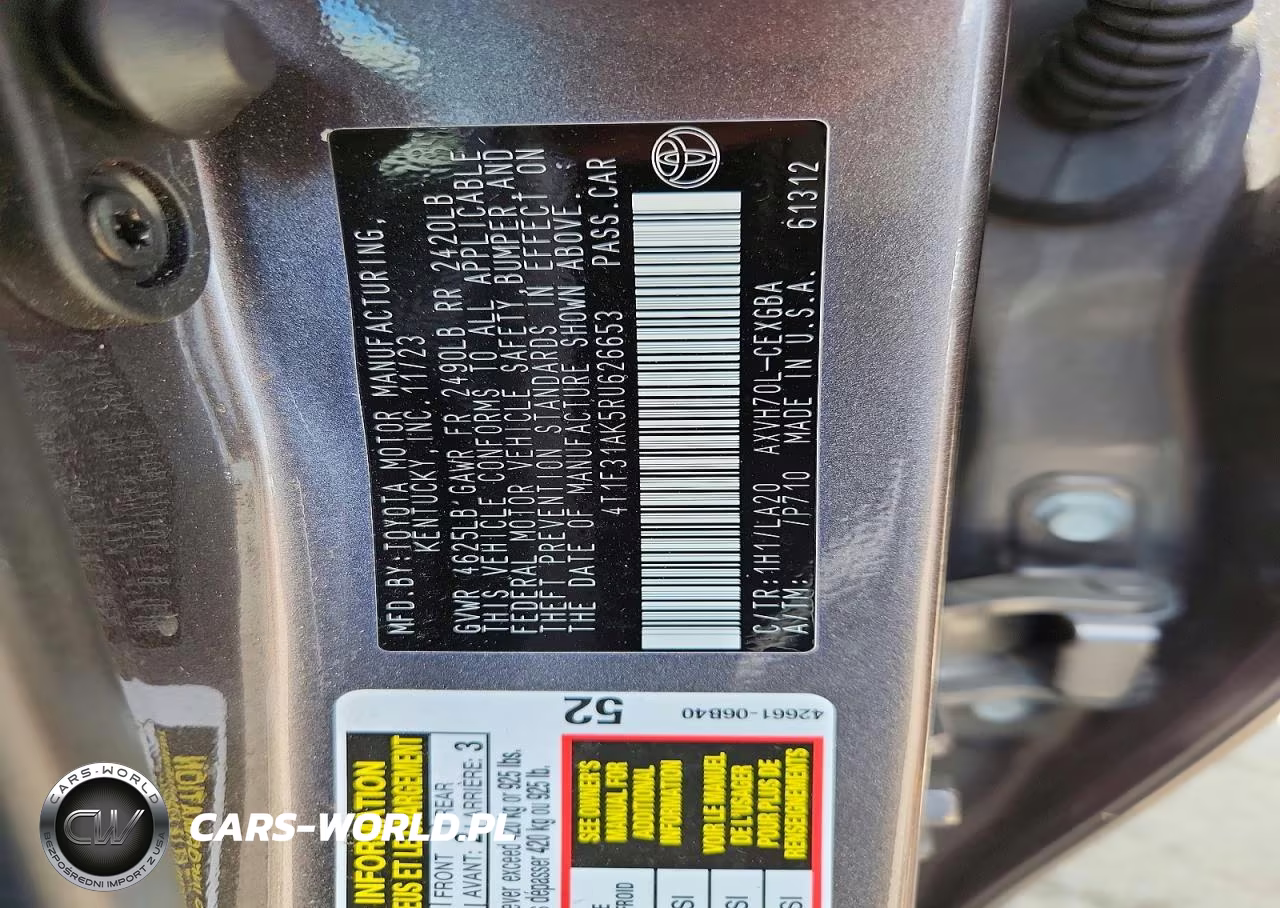 2024 Toyota Camry Xle VIN:4T1F31AK5RU626653 - 12