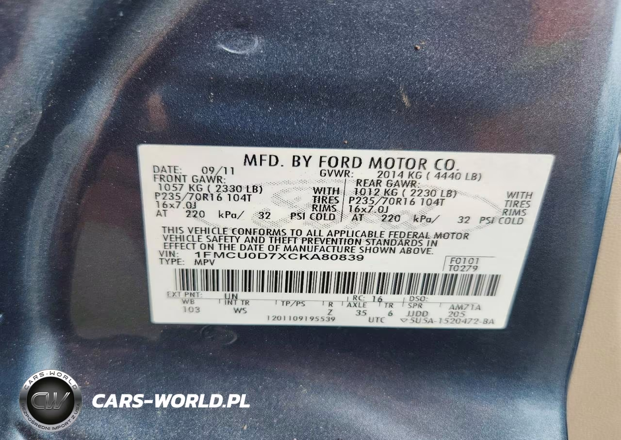 2012 Ford Escape Xlt VIN:1FMCU0D7XCKA80839 - 13