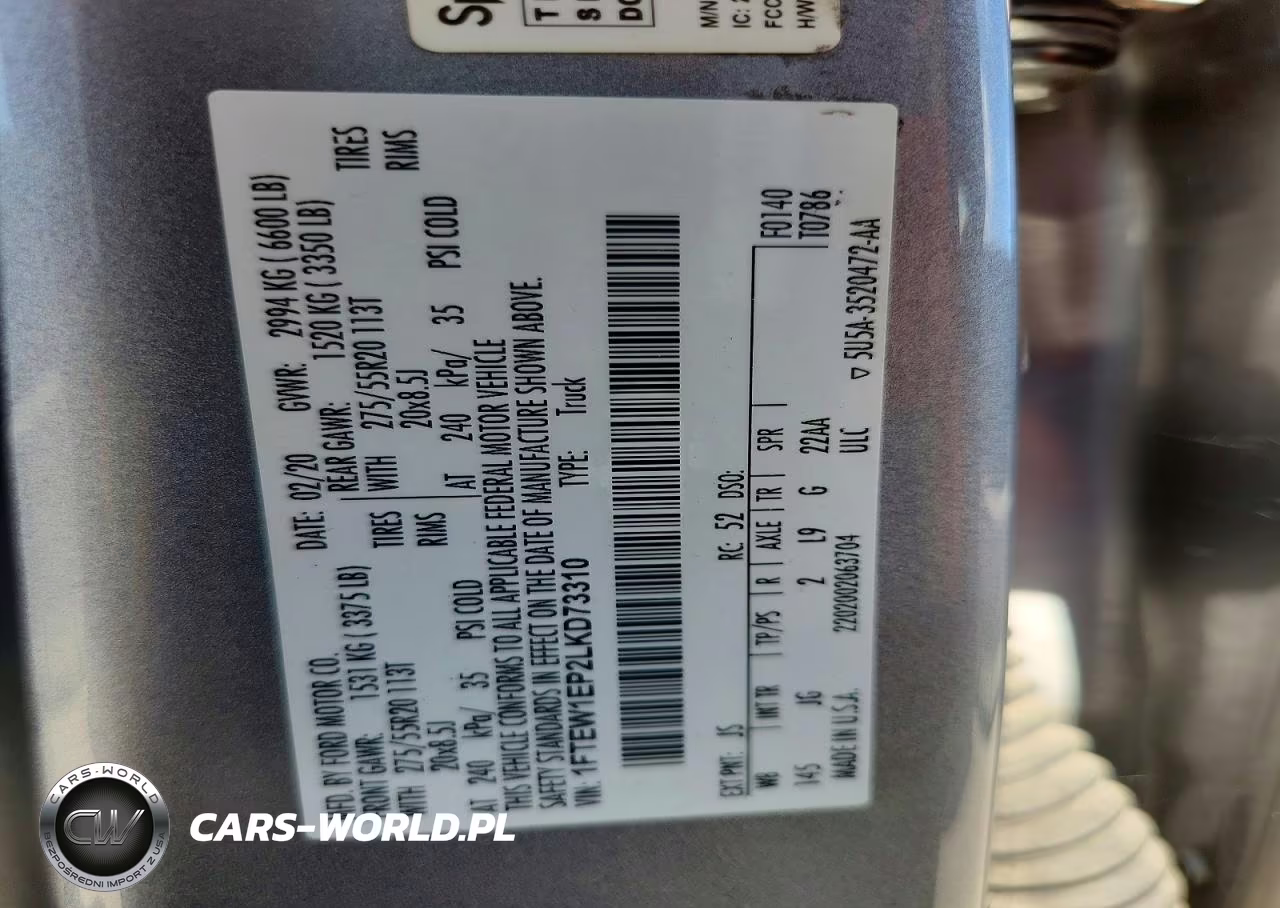 2020 Ford F150 Supercrew VIN:1FTEW1EP2LKD73310 - 12