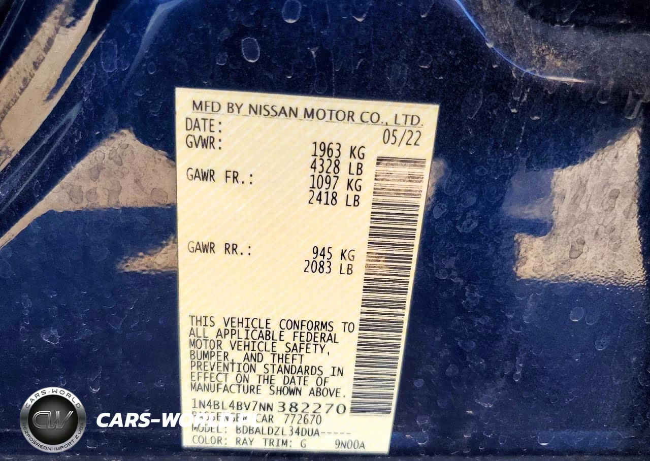 2022 Nissan Altima S VIN:1N4BL4BV7NN382270 - 12