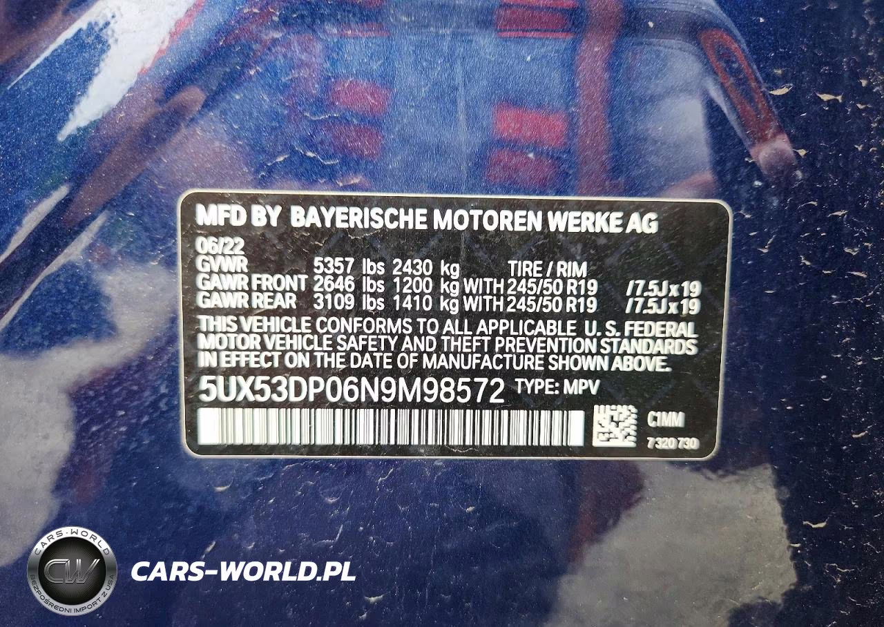 2022 BMW X3 xDrive30I VIN:5UX53DP06N9M98572 - 13