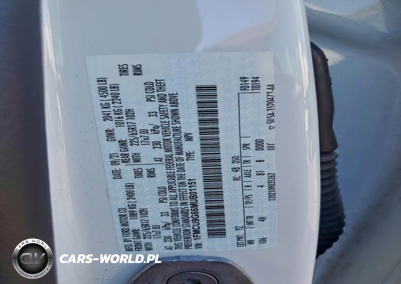 2021 Ford Escape Se VIN:1FMCU9G66MUB01151 - 13