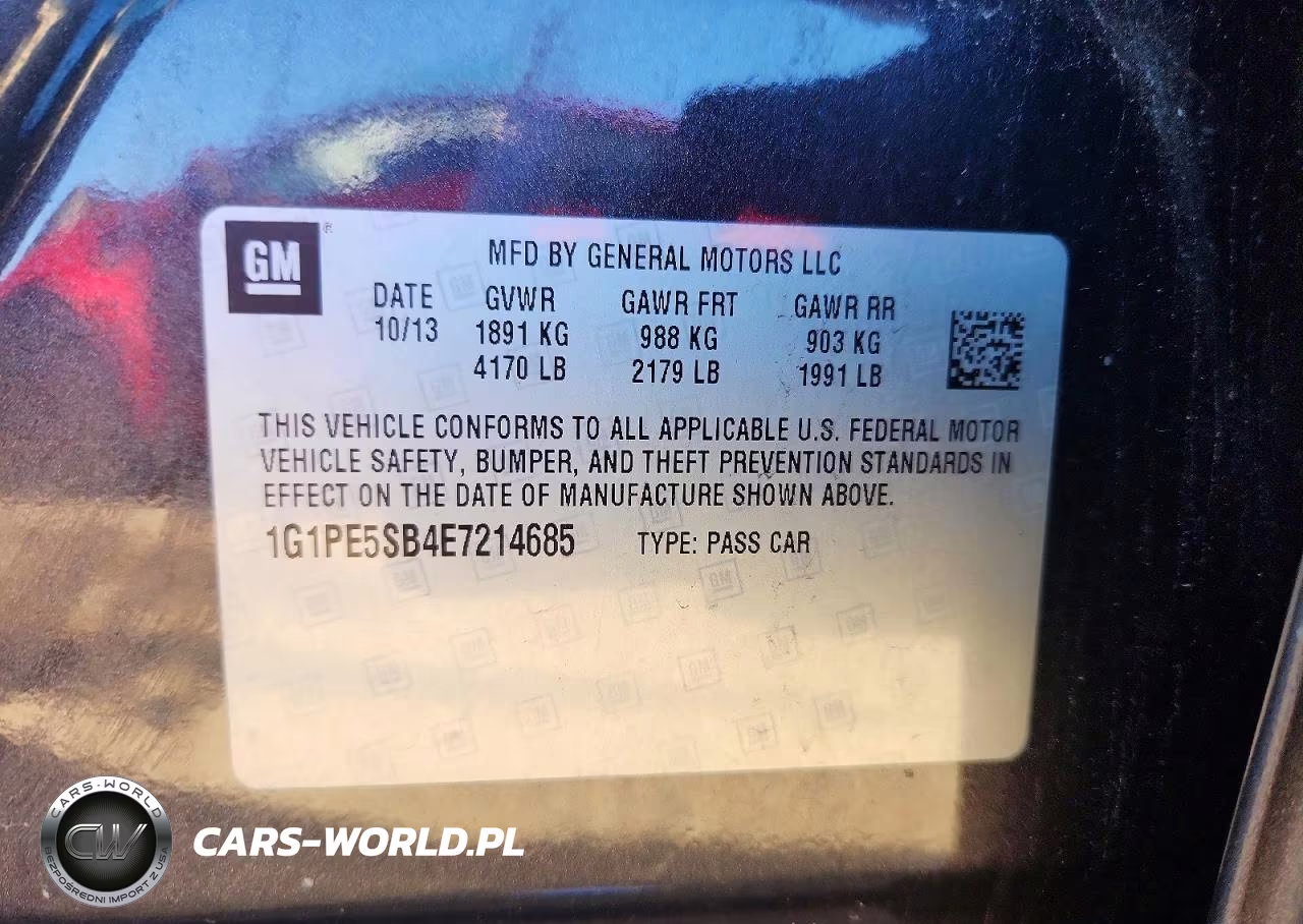 2014 Chevrolet Cruze Lt VIN:1G1PE5SB4E7214685 - 12