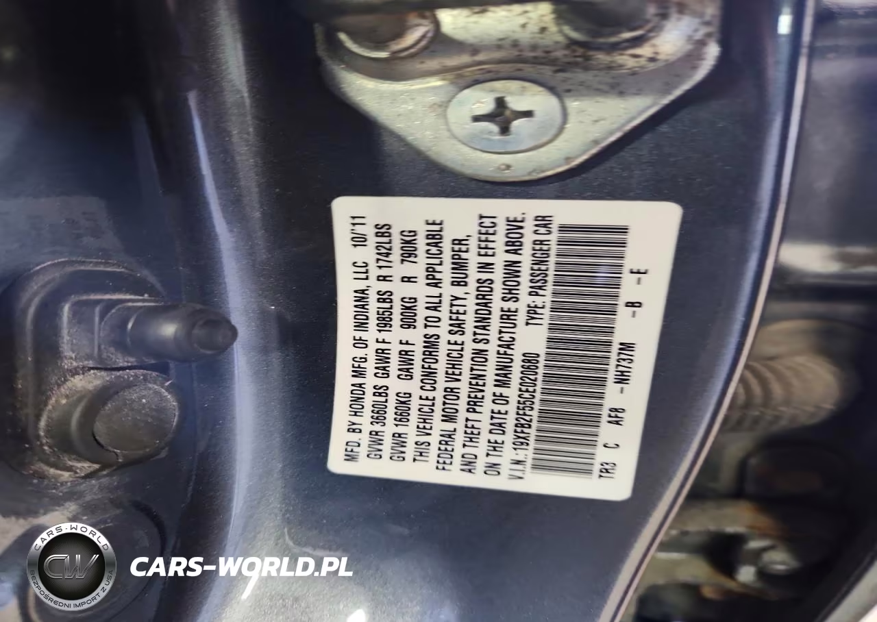 2012 Honda Civic Lx VIN:19XFB2F55CE020680 - 12