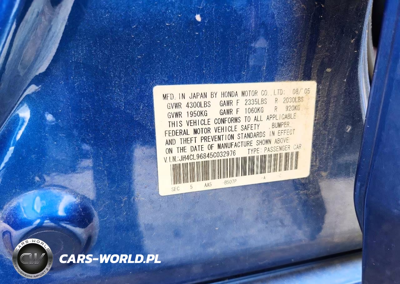 2005 Acura Tsx VIN:JH4CL96845C032976 - 12