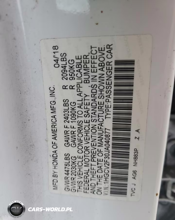2018 Honda Accord Sport VIN:1HGCV2F30JA040877 - 12