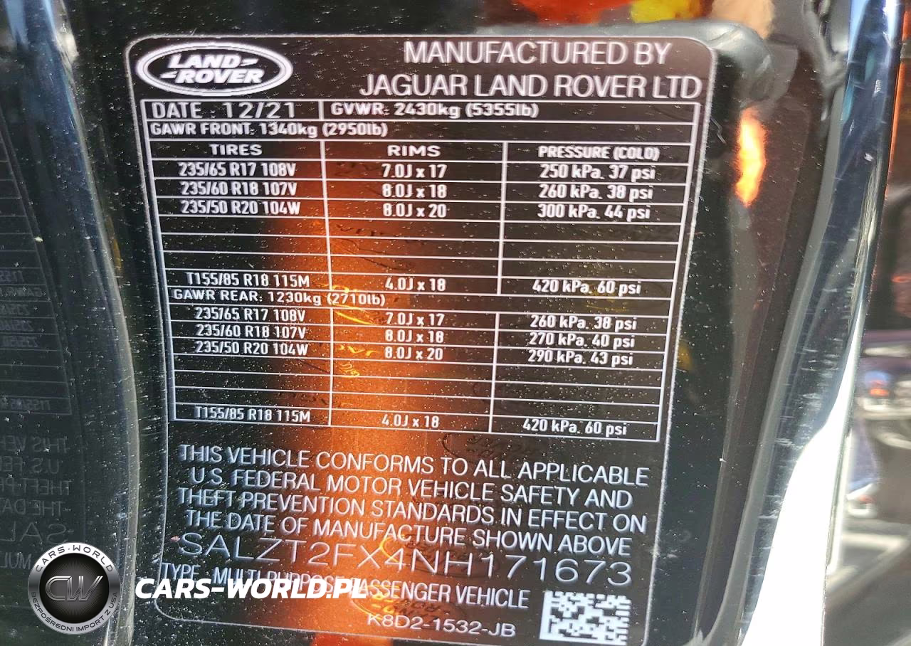 2022 Land Rover Range Rover Evoque R-Dynamic S VIN:SALZT2FX4NH171673 - 13
