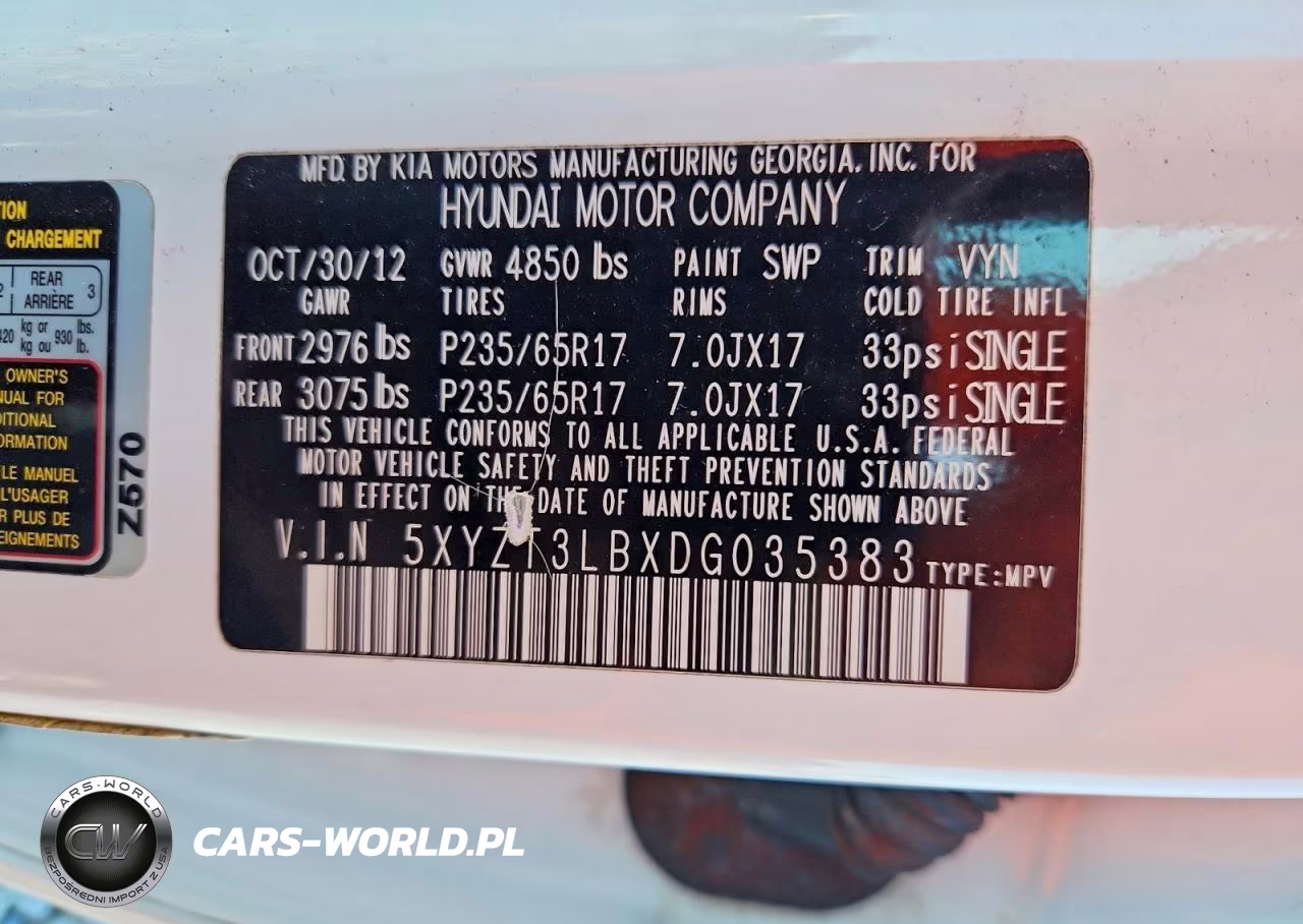 2013 Hyundai Santa Fe Sport 2.4L VIN:5XYZT3LBXDG035383 - 13