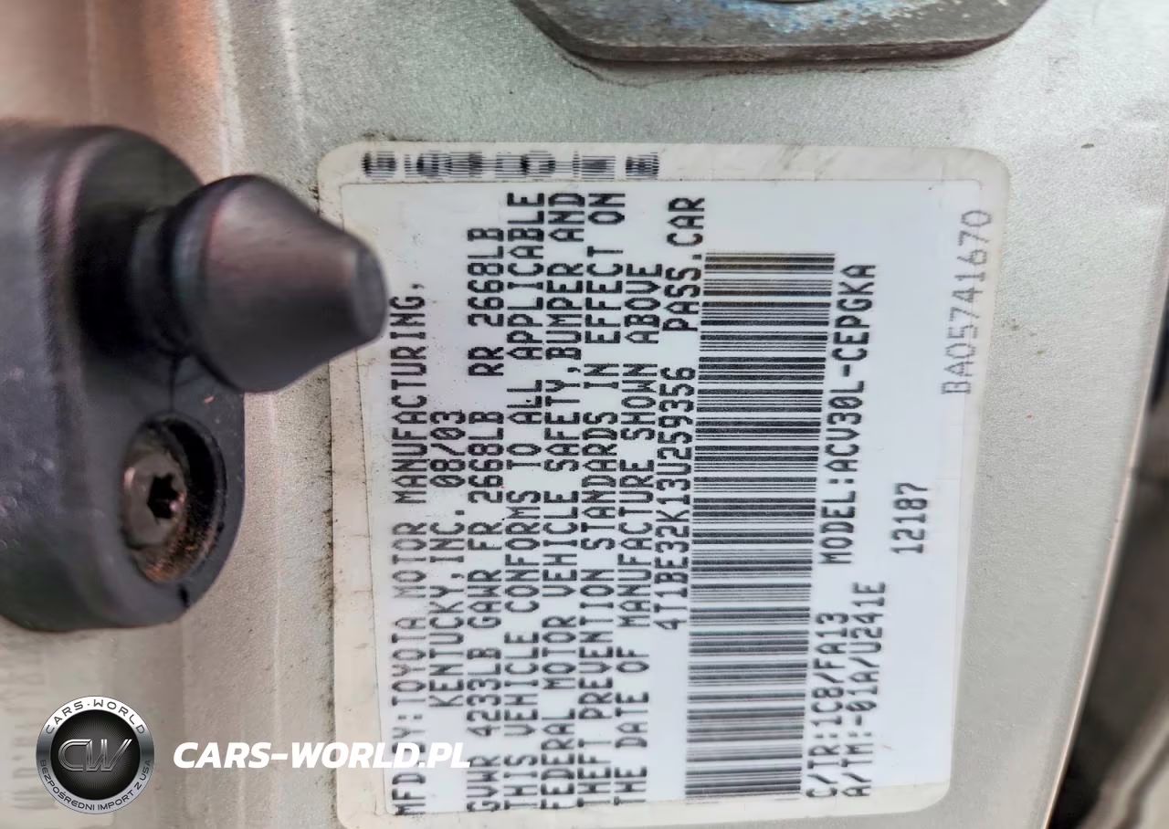 2003 Toyota Camry Xle VIN:4T1BE32K13U259356 - 13