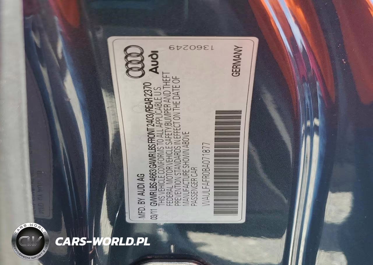 2011 Audi A5 Premium Plus VIN:WAULFAFR0BA071877 - 13