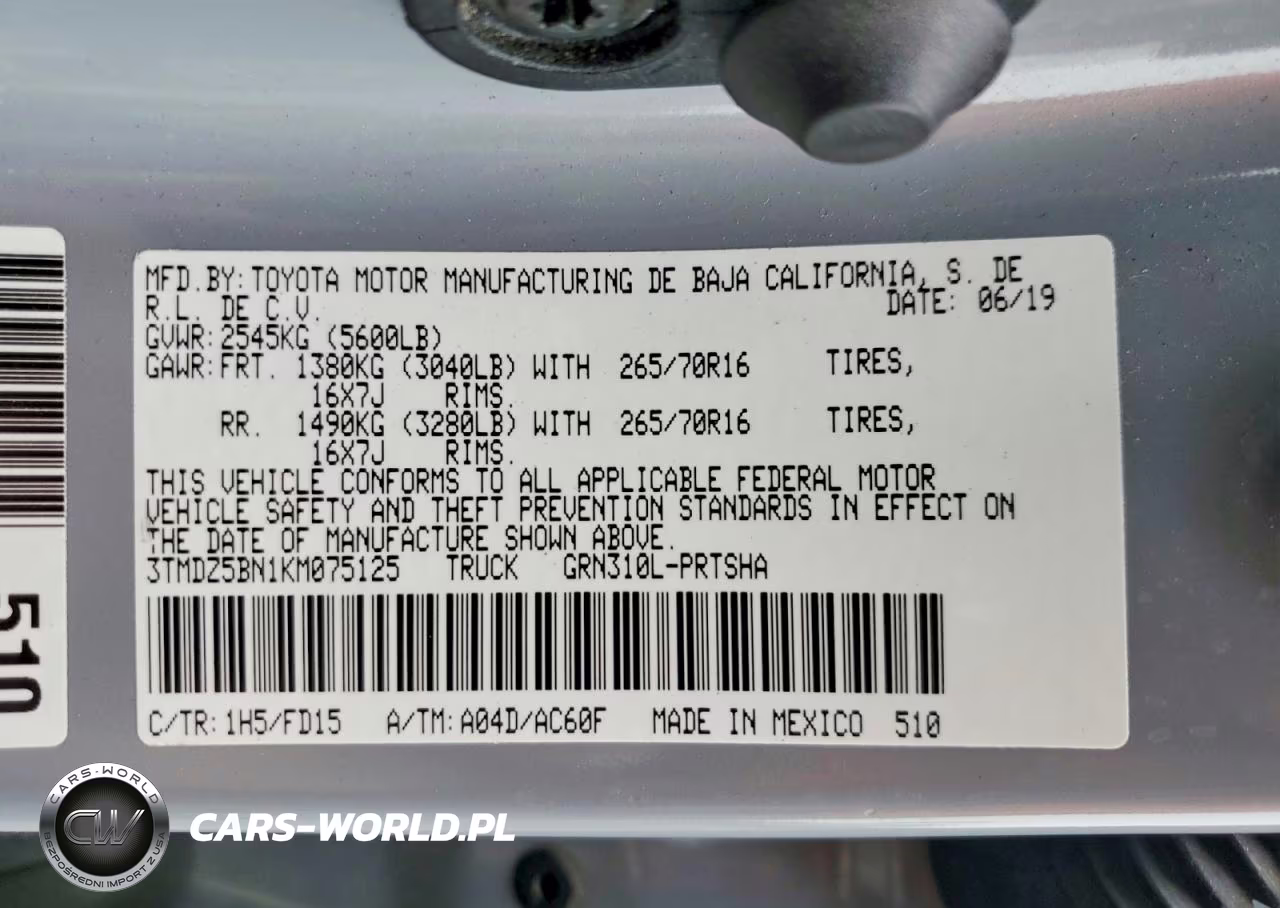 2019 Toyota Tacoma Trd Off-Road VIN:3TMDZ5BN1KM075125 - 12
