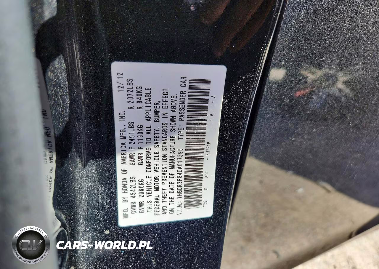 2013 Honda Accord Exl VIN:1HGCR3F84DA017595 - 12