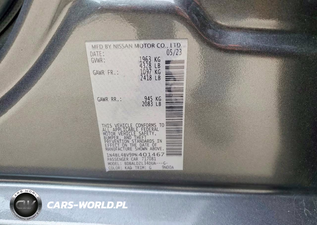 2023 Nissan Altima S VIN:1N4BL4BV9PN401467 - 12