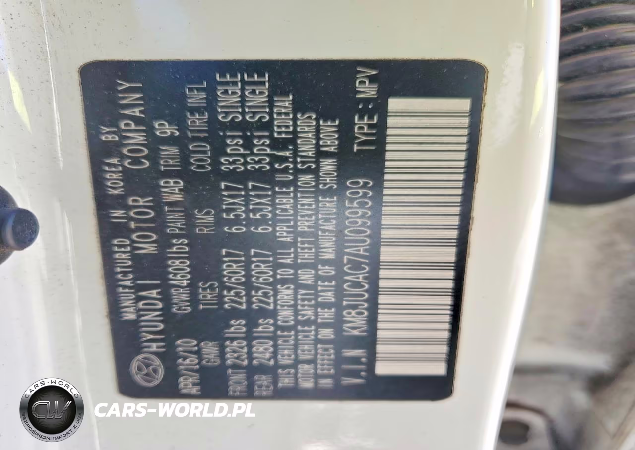 2010 Hyundai Tucson Gls VIN:KM8JUCAC7AU099599 - 12