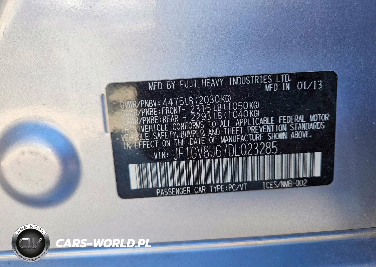 2013 Subaru Impreza Wrx Sti VIN:JF1GV8J67DL023285 - 13