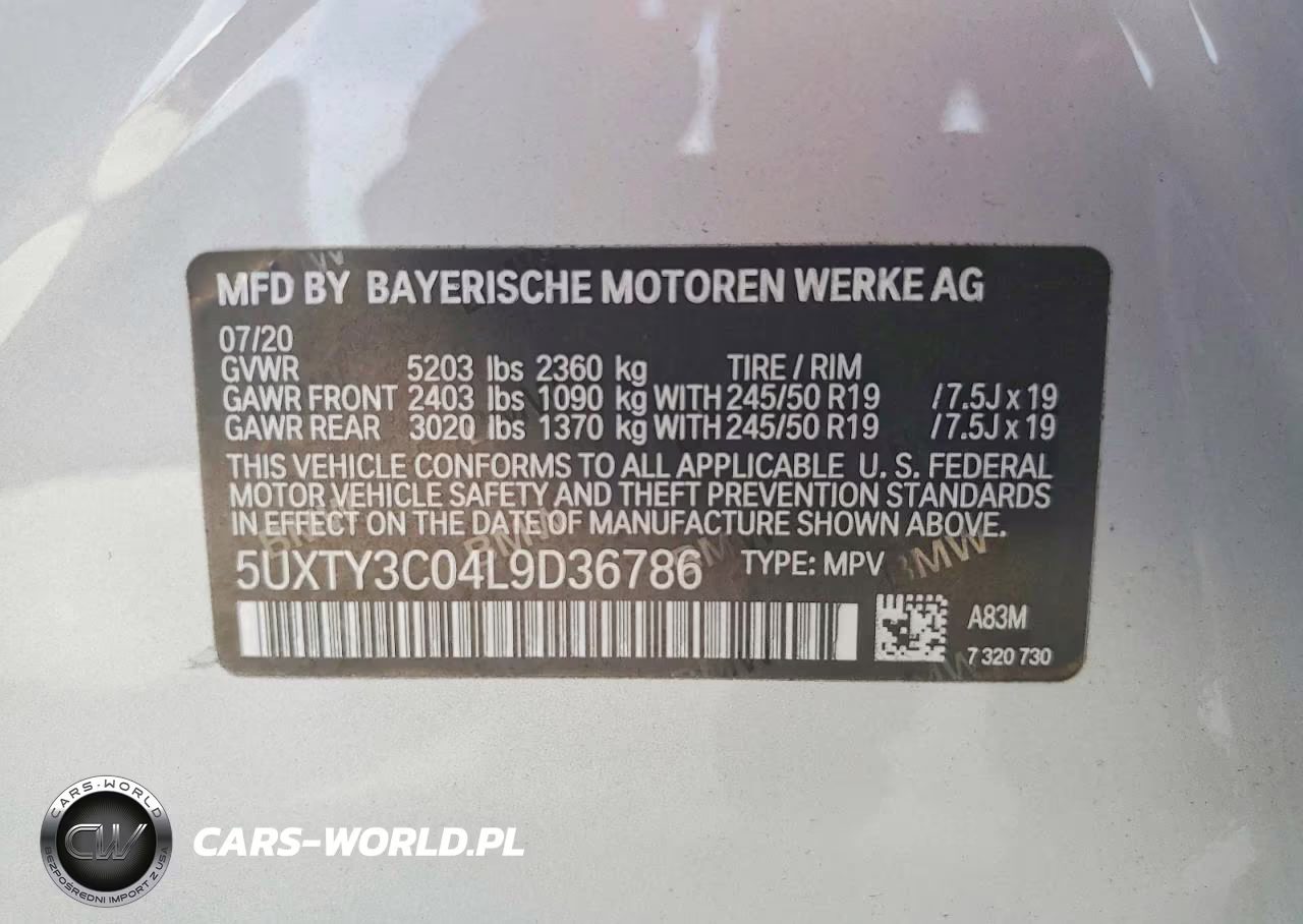2020 BMW X3 Sdrive30I VIN:5UXTY3C04L9D36786 - 14