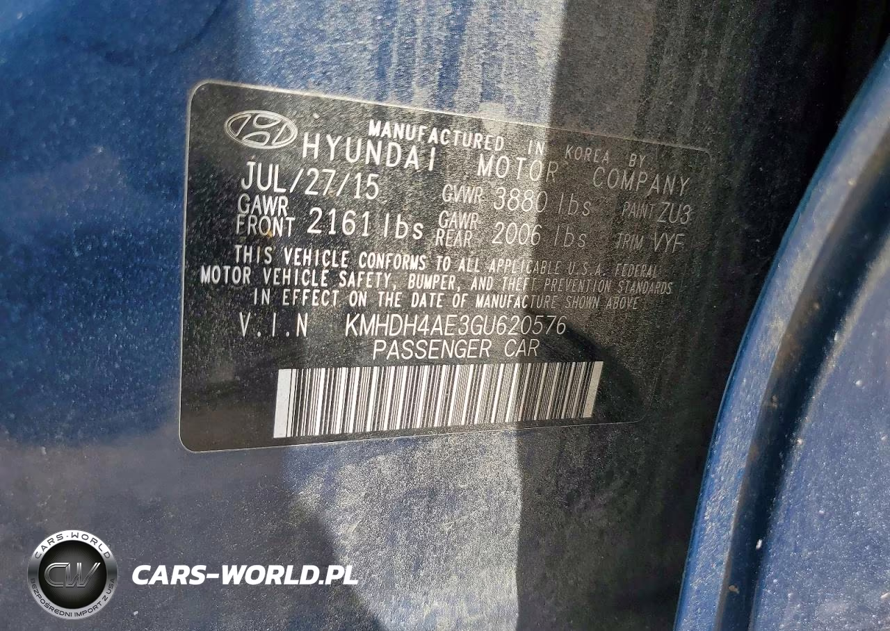 2016 Hyundai Elantra Limited VIN:KMHDH4AE3GU620576 - 12