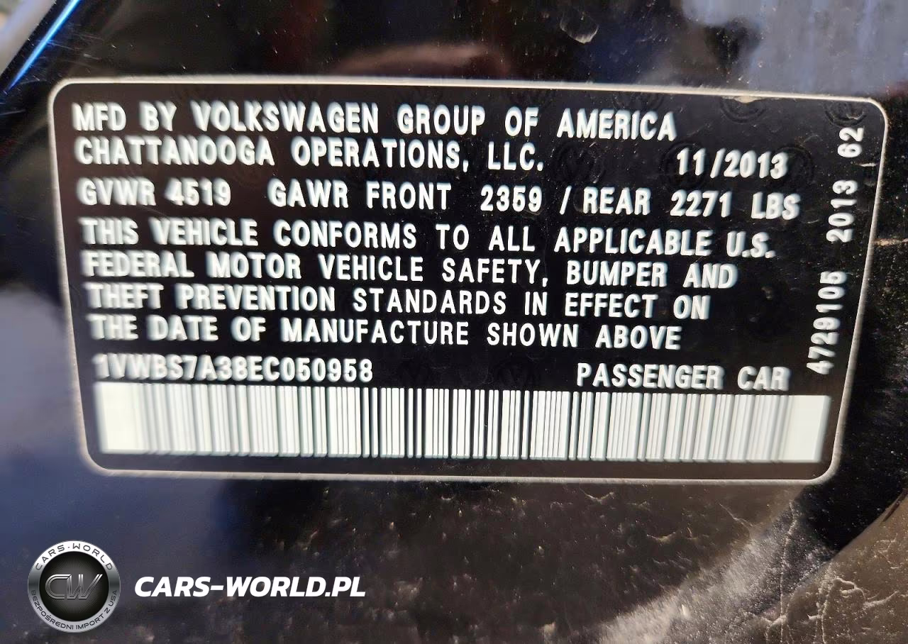 2014 Volkswagen Passat Se VIN:1VWBS7A38EC050958 - 12