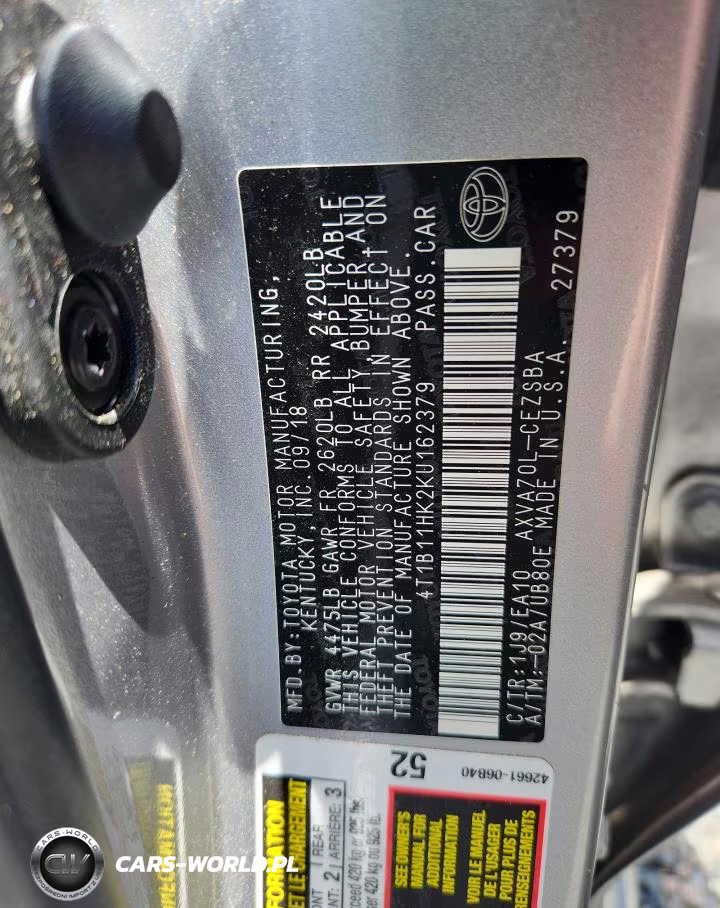 2019 Toyota Camry Se VIN:4T1B11HK2KU162379 - 12