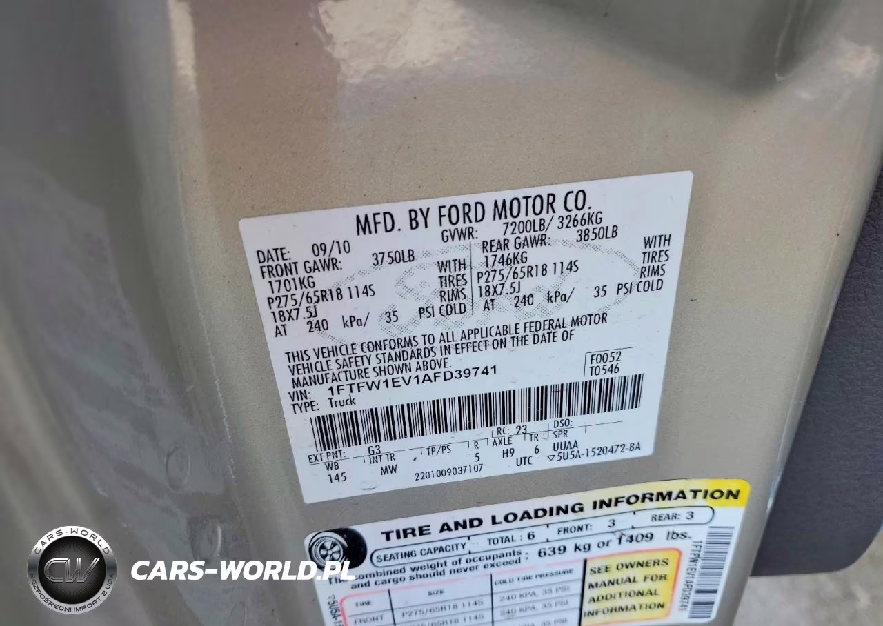 2010 Ford F150 Supercrew VIN:1FTFW1EV1AFD39741 - 12