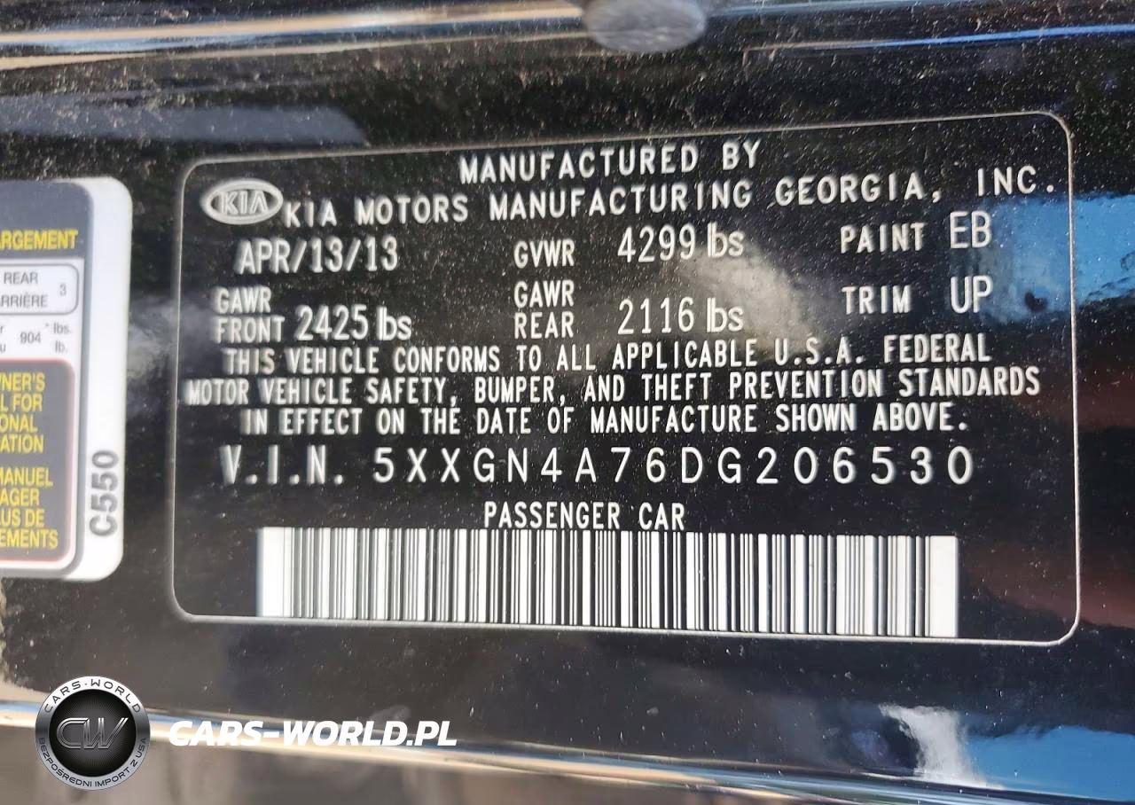 2013 Kia Optima Ex VIN:5XXGN4A76DG206530 - 12