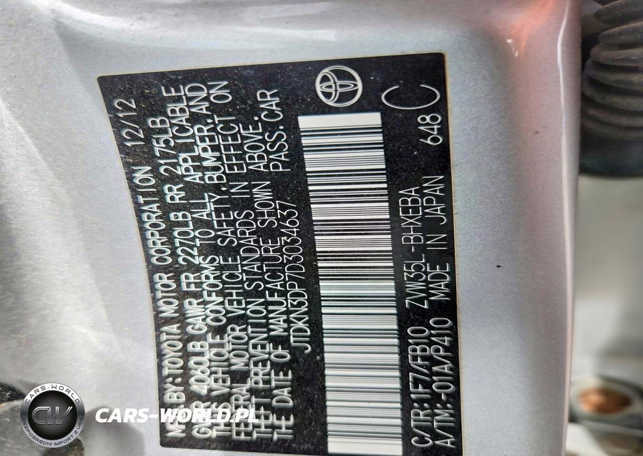 2013 Toyota Prius Plug-In Hybrid Base VIN:JTDKN3DP7D3034637 - 12