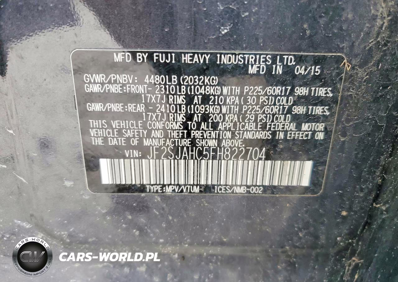 2015 Subaru Forester 2.5I Limited VIN:JF2SJAHC5FH822704 - 13