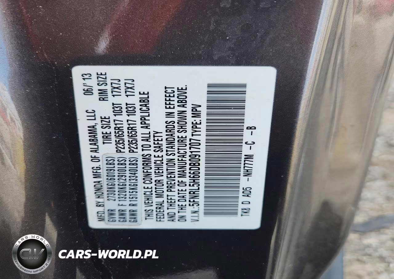 2013 Honda Odyssey Exl VIN:5FNRL5H66DB091707 - 13