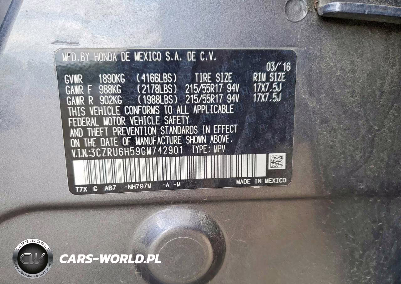2016 Honda Hr-V Ex VIN:3CZRU6H59GM742901 - 14