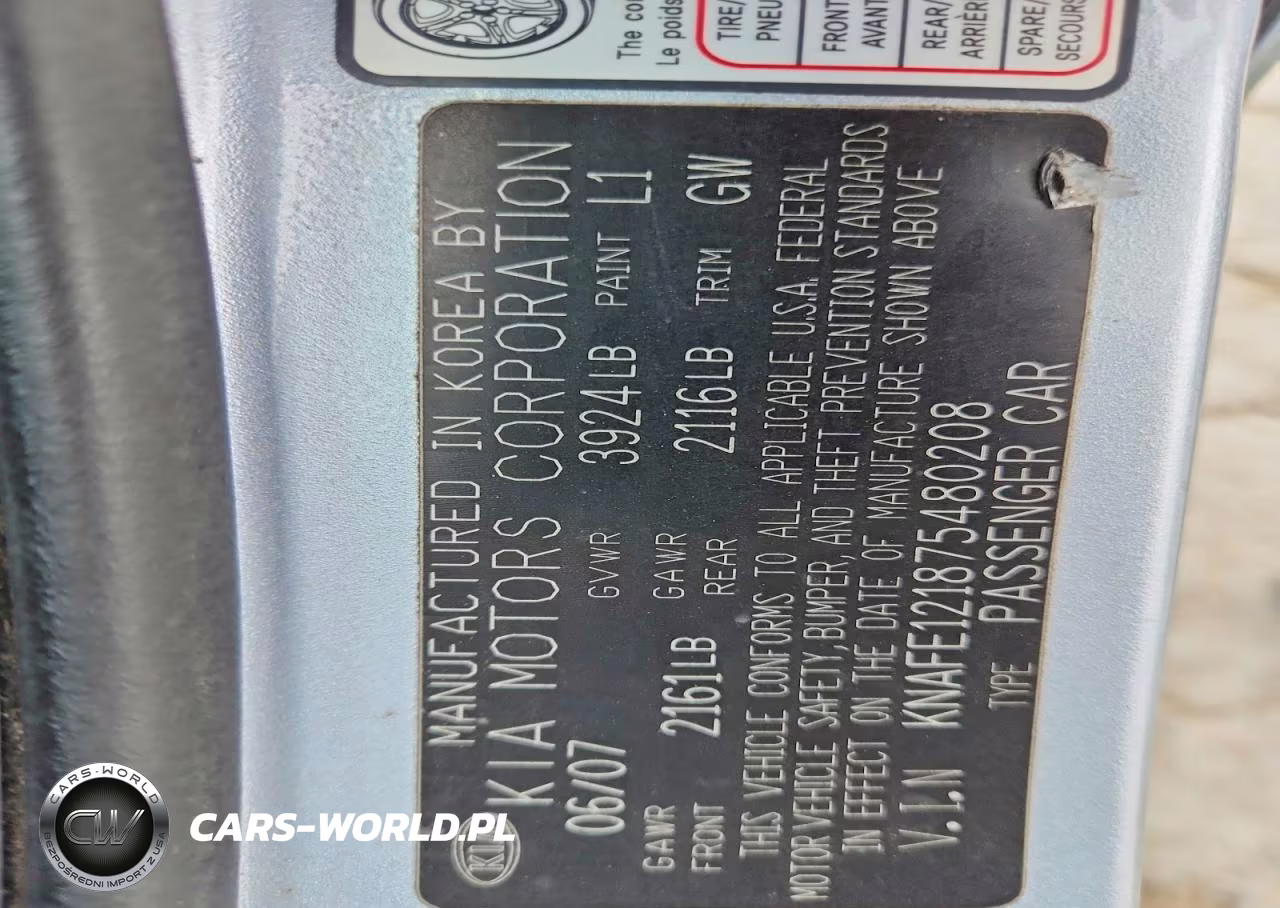 2007 Kia Spectra Lx VIN:KNAFE121875480208 - 12