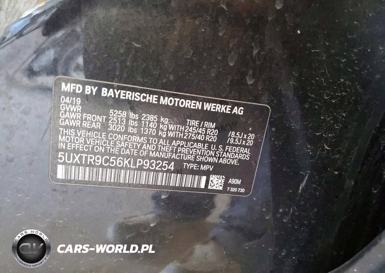 2019 BMW X3 xDrive30I VIN:5UXTR9C56KLP93254 - 14