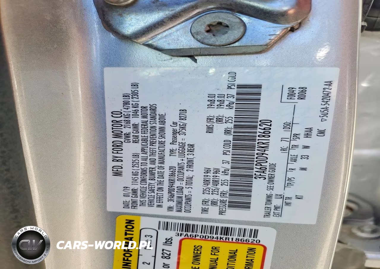 2019 Ford Fusion Titanium VIN:3FA6P0D94KR186620 - 12