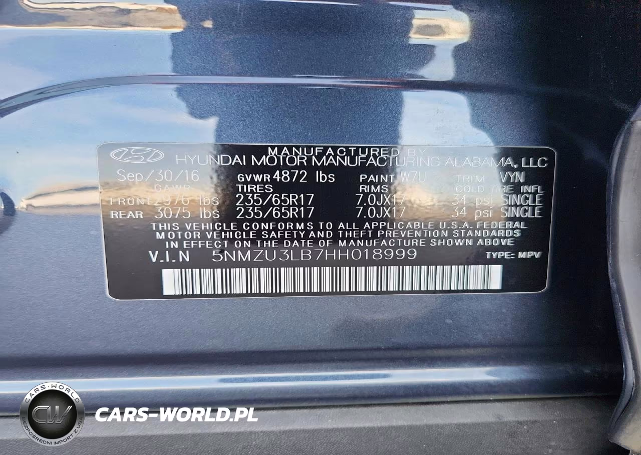 2017 Hyundai Santa Fe Sport 2.4L VIN:5NMZU3LB7HH018999 - 14