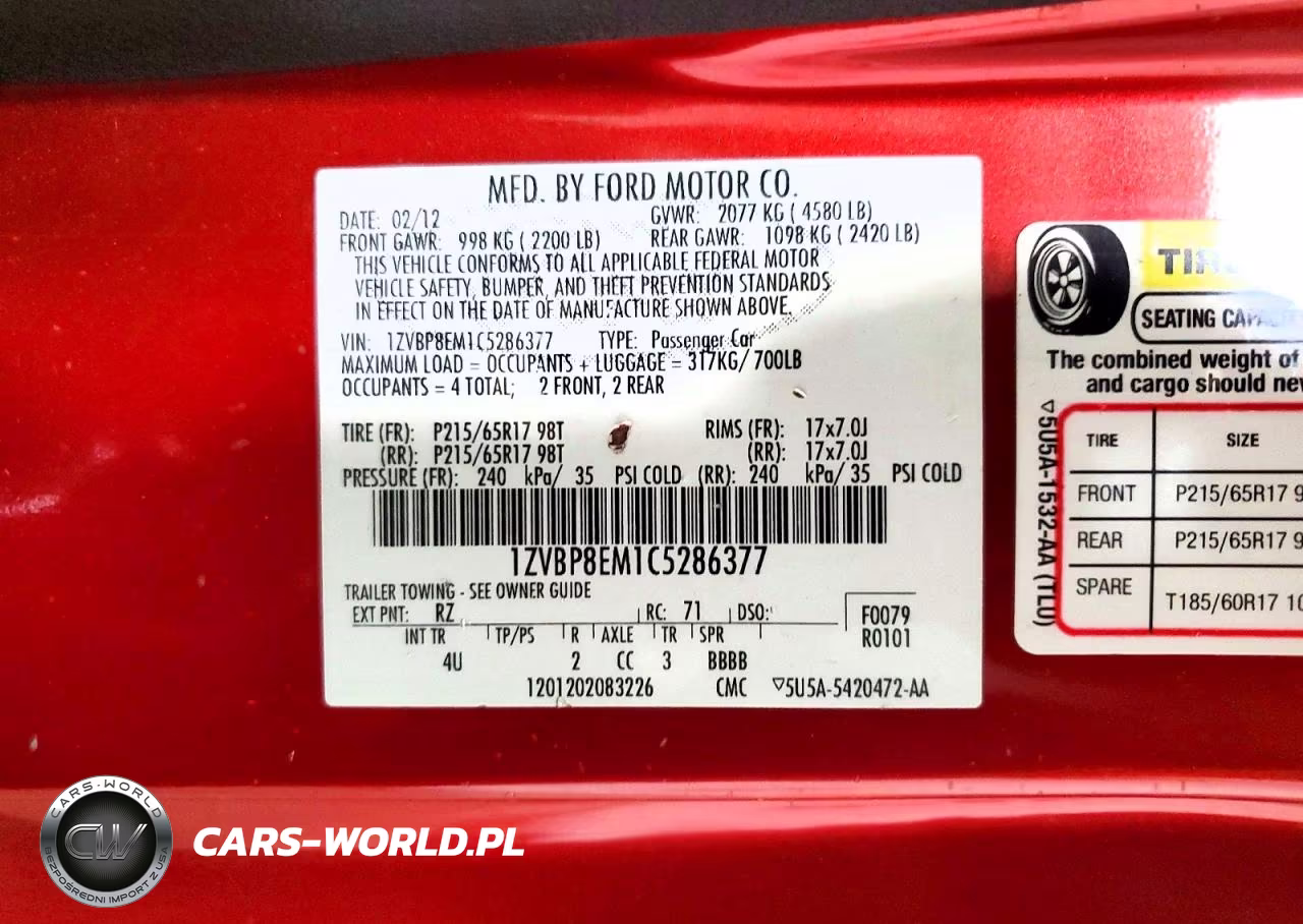 2012 Ford Mustang VIN:1ZVBP8EM1C5286377 - 13