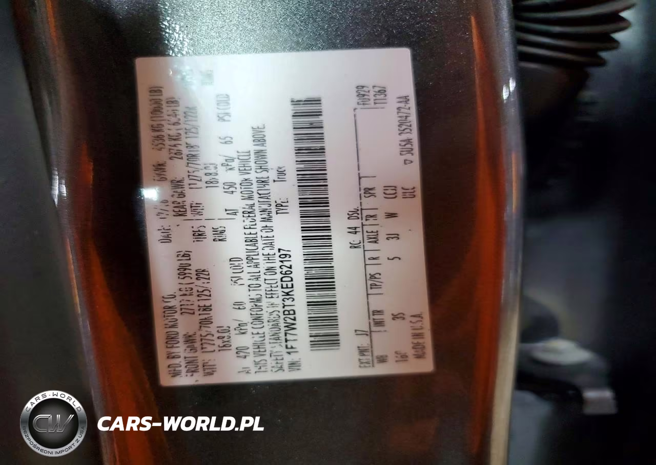 2019 Ford F250 Super Duty VIN:1FT7W2BT3KED62197 - 12