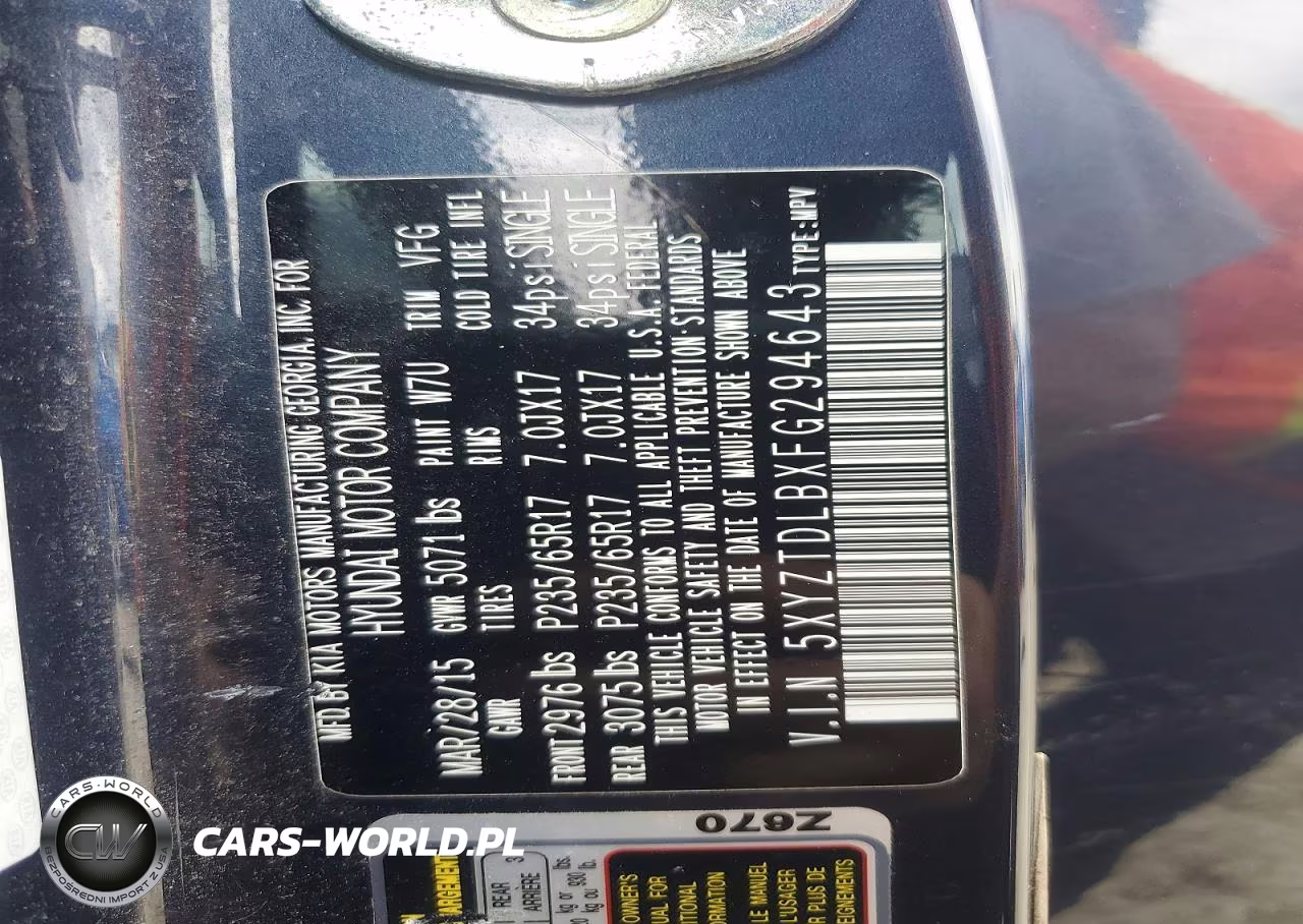 2015 Hyundai Santa Fe Sport 2.4L VIN:5XYZTDLBXFG294643 - 13